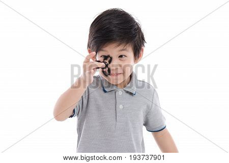 Asian Chld  Holding Two Fidget Spinners