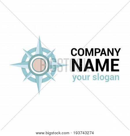 Wind rose in turquoise color. Vector logo template for geolocation or travels. Navigation illustration. 3d design. Simple and minimalistic logotype. Compass icon. Can be used for print on clothes. EPS10.