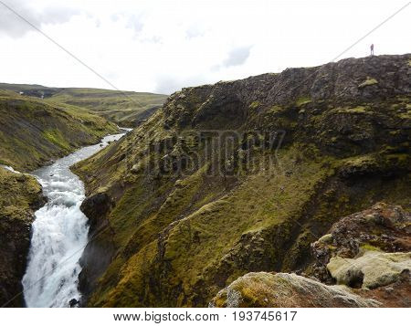 Waterfalls Cascade At River Skoga In Iceland