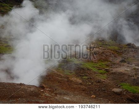 Hveragerdi Valey Of Hot Streams And Waterfalls In Iceland