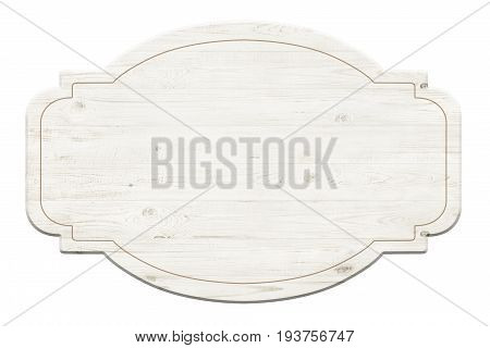 Wooden label sign isolated over white background