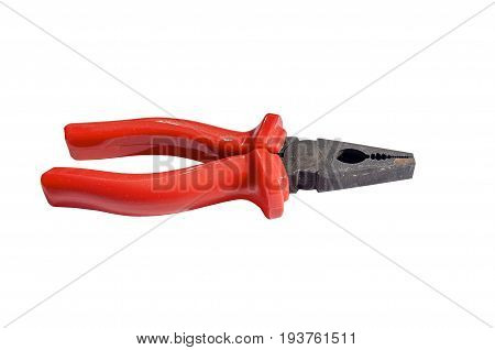 Red grip steel engineer equipment piler with clipping path for work construction