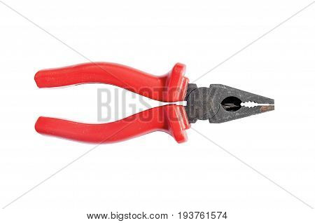 Red grip steel engineer equipment piler with clipping path for work construction
