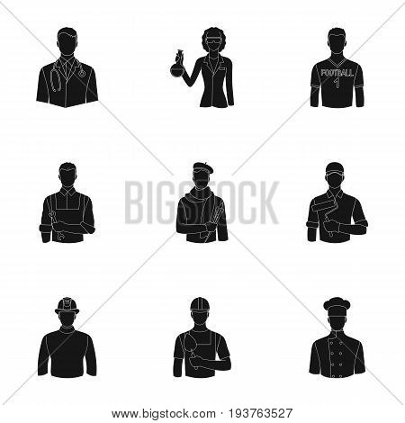 Doctor, worker, military, artist and other types of profession.Profession set collection icons in black style vector symbol stock illustration .
