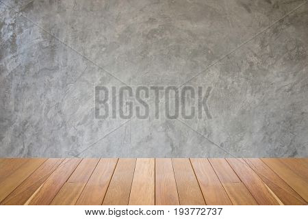 old grungy texture grey concrete wall.dirty vintage cement wall.Grunge Background Wallpaper Wood Floor.Interior background of room with concrete wall wooden floor