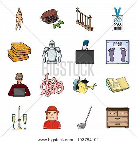 Furniture, China, woodworking, apiary and other  icon in cartoon style. Italy, profession icons in set collection.
