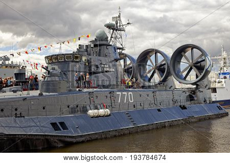 SAINT-PETERSBURG, RUSSIA - 2 JULY 2017: The 8th International Maritime Defence Show in Saint-Petersburg, Russia