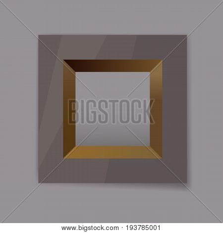 dark chrom metal frame blank with gold Internal faces for your text, photo or design eps10 isolated vector illustration