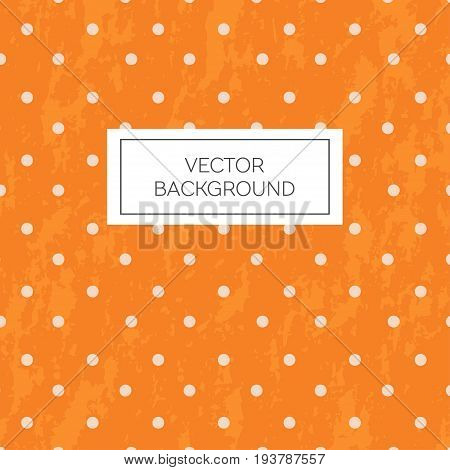 Polka dots grunge vintage pattern on orange background