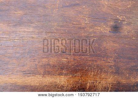 Vintage texture from old shabby dry brown wooden board  front view horizontal closeup
