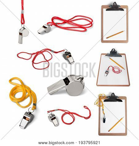 Isolated gym whistle coach single object isolated objects sports and fitness