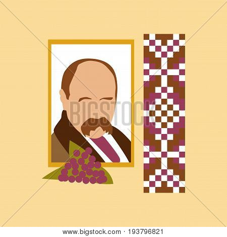 flat icon on stylish background education Ukrainian portrait embroidery