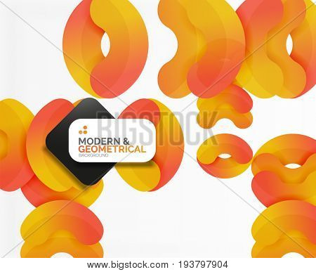 Abstract color geometric round shapes on white - elements with shadow, colorful composition