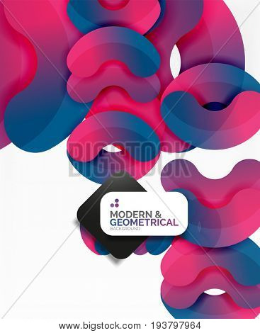 Abstract color geometric round shapes on white - elements with shadow, colorful composition