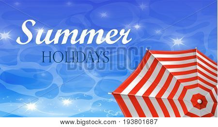 colorful umbrella and water top view banner vector illustration