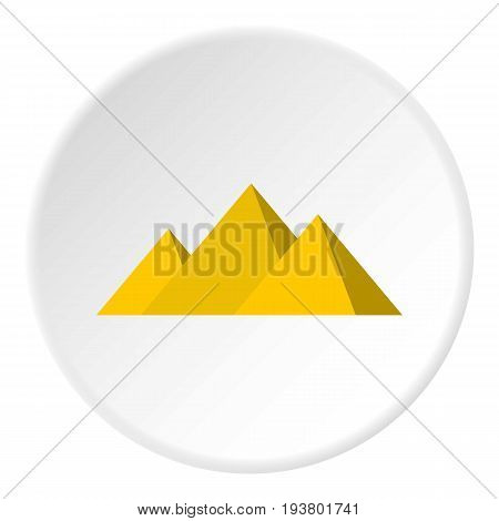 Egyptian Giza pyramids icon in flat circle isolated vector illustration for web