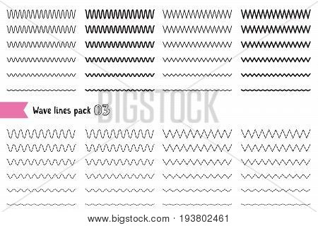 Vector Collection Of Different Wave With A Very Strong Vibration Amplitude And Different Line Thickn