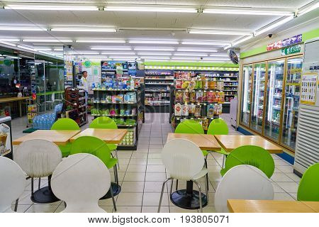 SEOUL, SOUTH KOREA - CIRCA MAY, 2017: inside a CU convenience store. CU is a convenience store franchise chain in South Korea.