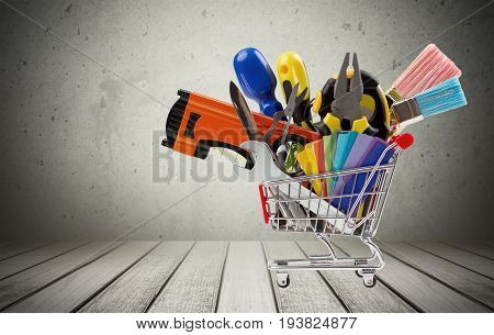 Work tool hardware store shopping shopping cart store construction business