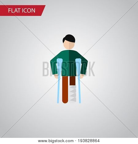 Isolated Disability Flat Icon. Injured Vector Element Can Be Used For Disability, Injured, Crutch Design Concept.