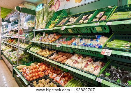 SEOUL, SOUTH KOREA - CIRCA JUNE, 2017: inside a grocery store in Seoul. CU is a convenience store franchise chain in South Korea.