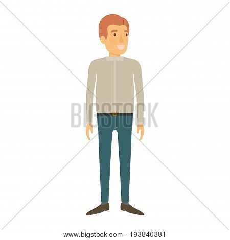 colorful silhouette of man standing with casual clothes and reddish hair vector illustration
