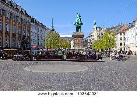 COPENHAGEN, DENMARK - MAY 6, 2017: View of Hojbro Plads square in Copenhagen, Denmark.