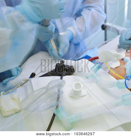 Work in ICU. Medical preparation for the surgery.