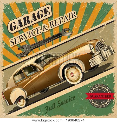Vintage garage service & repair retro poster