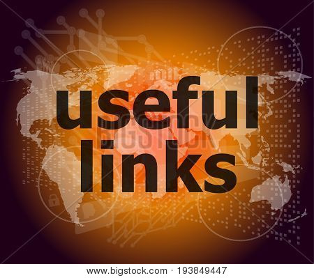 Seo Web Design Concept: Useful Links On Digital Background