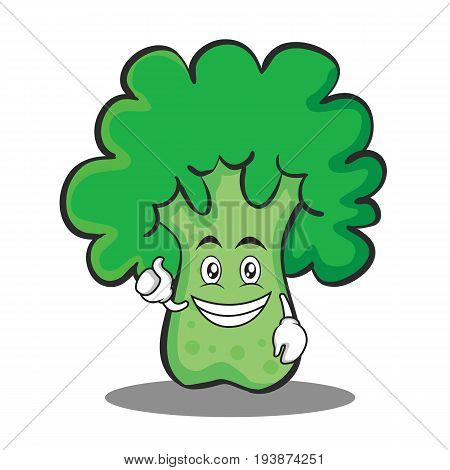 Optimistic broccoli chracter cartoon style vector illustration