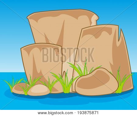 Island from stone in the middle ocean