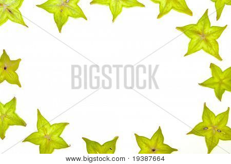 Starfruit (carambola) viipaleiksi valkoisella pohjalla