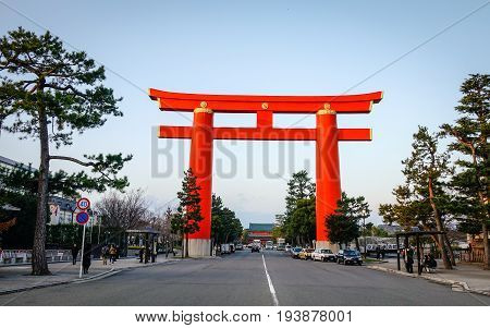 Giant Torii At Downtown In Kyoto, Japan