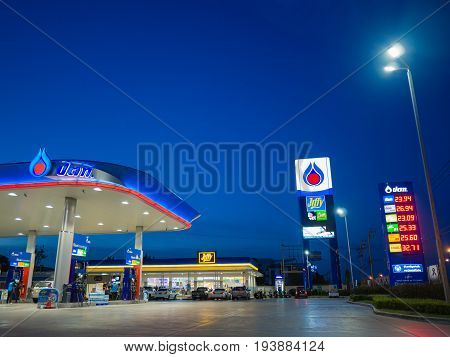 Bangkok Thailand - June 23 2017: PTT gas station. PTT Public Company Limited or simply PTT is a Thai state-owned SET-listed oil and gas company.Formerly known as the Petroleum Authority of Thailand.
