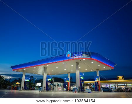 Bangkok Thailand - June 23 2017: PTT gas station. PTT Public Company Limited or simply PTT is a Thai state-owned SET-listed oil and gas company.Formerly known as the Petroleum Authority of Thailand.ß