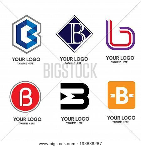 Letter B logo set vector,elegant and simple Letter B logo concept