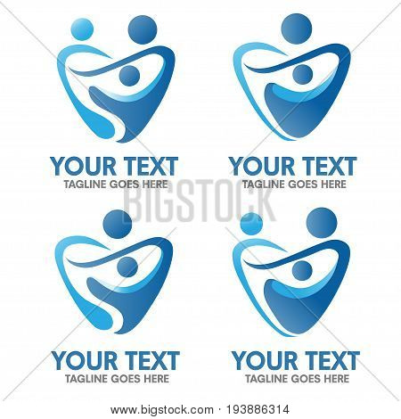 Elegant Family care and love logo concept.