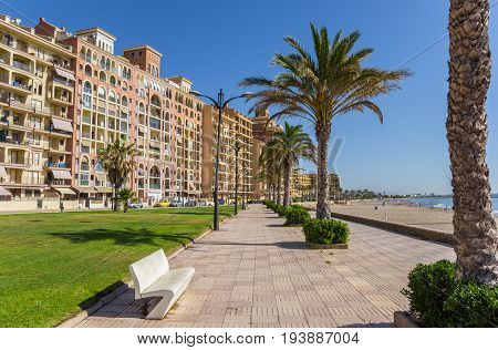 Boulevard And Beach Of Port Saplaya In Valencia
