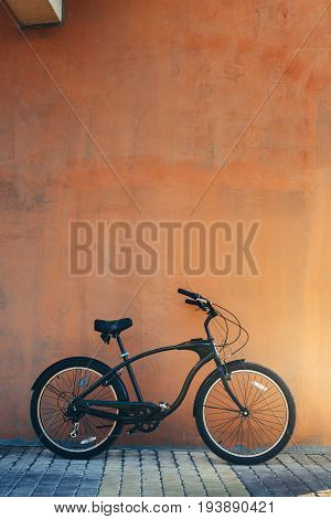 City Cruiser Bicycle Bike Parked Near Wall Health Leisure Town Urban Lifestyle Vehicle