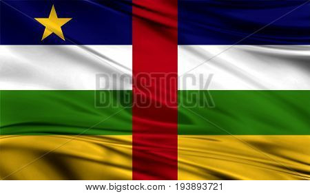 Realistic flag of Central African republic on the wavy surface of fabric. This flag can be used in design