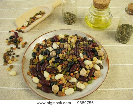 Mixed legumes with peas, beans and lentils