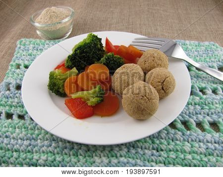 Balls from roasted barley flour with mixed vegetables