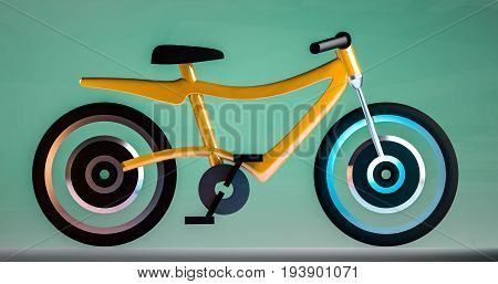 minimalistic 3d Electric bicycle of juicy yellow color