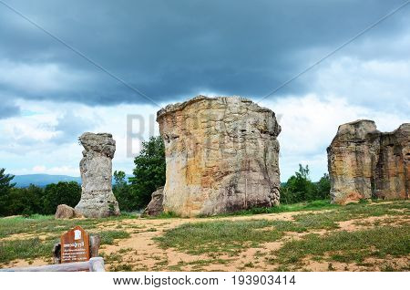 Mor Hin Khao, Or Thai Stonehenge In The Phu Laenkha National Park In Chaiyaphum , Thailand