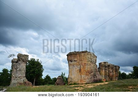 Mor Hin Khao, Or Thai Stonehenge In The Phu Laenkha National Park In Chaiyaphum , Thailand