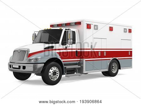 Ambulance Emergency Fire Truck isolated on white background. 3D render
