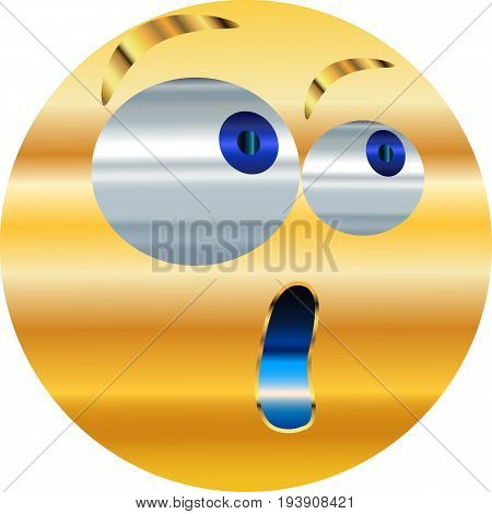 Metallic Emoticon-sticker / Emoticon surprise, startle / vector