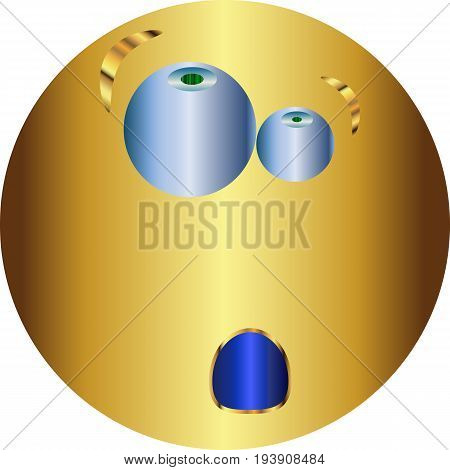 Metallic Emoticon sticker / Emoticon thoughtful / vector