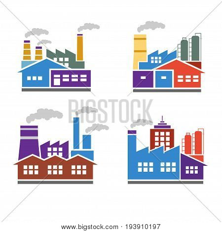 elegant modern and minimalist factory logo color vector set